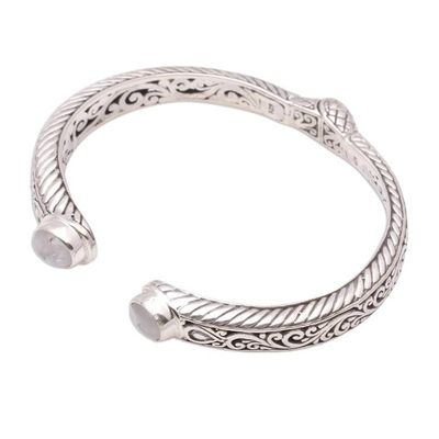 Alternate image for Scroll Pattern Rainbow Moonstone Cuff Bracelet from Bali Treasure Trove