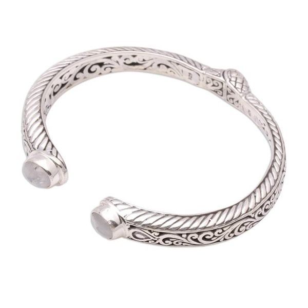Alternate image for Scroll Pattern Rainbow Moonstone Cuff Bracelet from Bali Treasure Trove