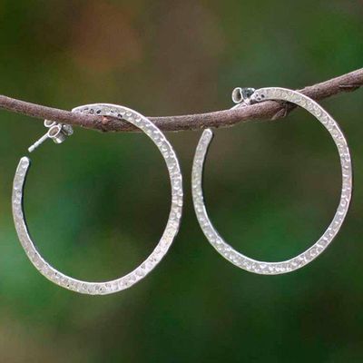 Alternate image for Womens Sterling Silver Half Hoop Earrings Moon Walk