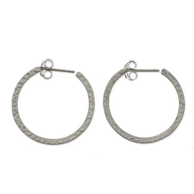 Alternate image for Womens Sterling Silver Half Hoop Earrings Moon Walk