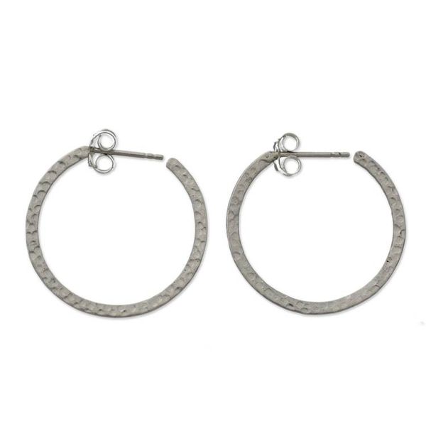 Alternate image for Womens Sterling Silver Half Hoop Earrings Moon Walk