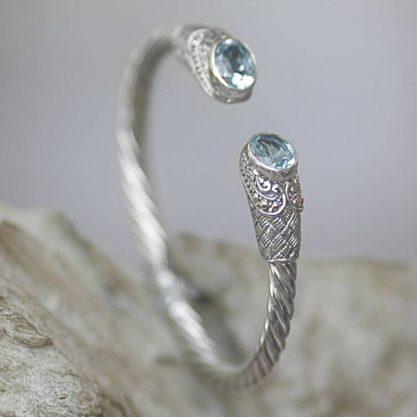 Alternate image for Blue Topaz Sterling Silver Cuff Bracelet from Indonesia Sterling Rope