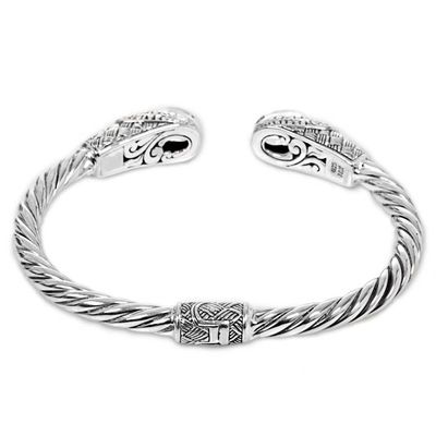 Alternate image for Blue Topaz Sterling Silver Cuff Bracelet from Indonesia Sterling Rope