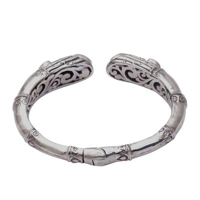 Alternate image for Sterling Silver Bamboo Motif Cuff Bracelet with Amethyst Bamboo Rule