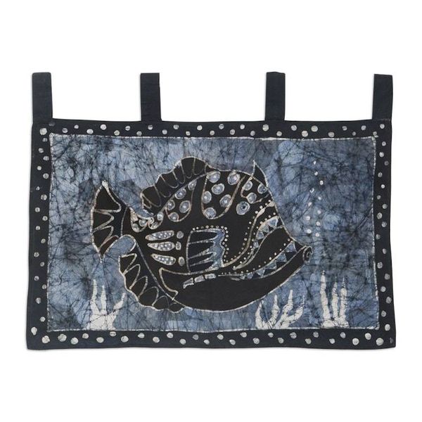 Alternate image for Batik Cotton Wall Hanging with Fish Motif Eruafua II