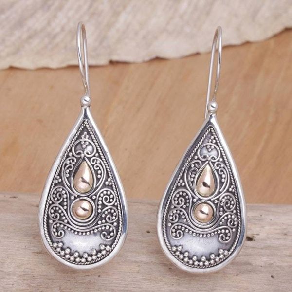 Alternate image for Sterling Silver and 18k Gold Plated Earrings Bali Antique