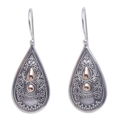 Alternate image for Sterling Silver and 18k Gold Plated Earrings Bali Antique