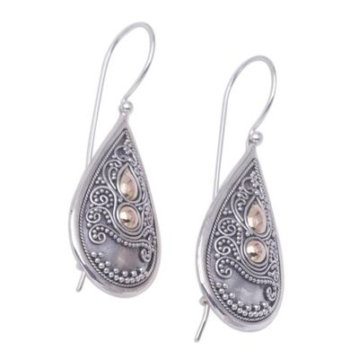 Alternate image for Sterling Silver and 18k Gold Plated Earrings Bali Antique