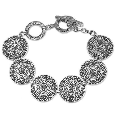 Alternate image for Sterling Silver Handcrafted Disc Link Bracelet Sacred Petals