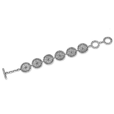 Alternate image for Sterling Silver Handcrafted Disc Link Bracelet Sacred Petals