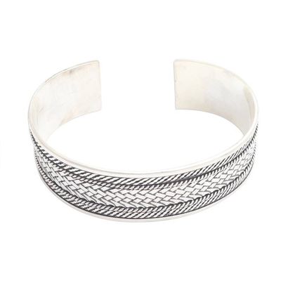 Alternate image for Woven Motif Sterling Silver Cuff Bracelet Woven Motif