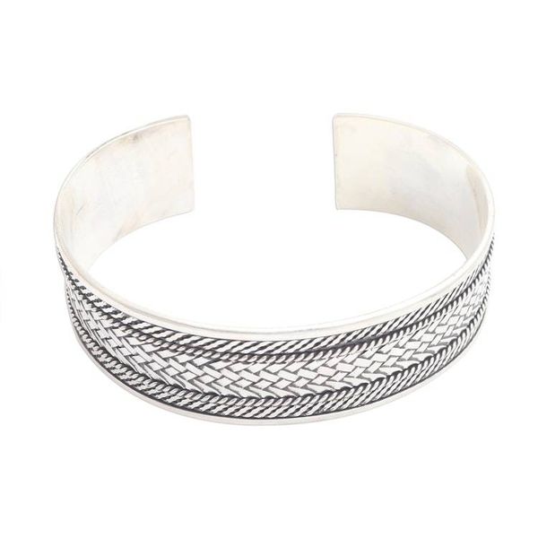 Alternate image for Woven Motif Sterling Silver Cuff Bracelet Woven Motif