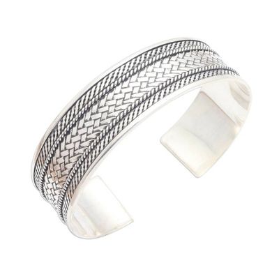 Alternate image for Woven Motif Sterling Silver Cuff Bracelet Woven Motif