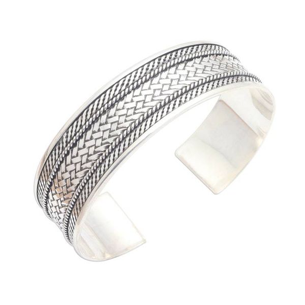 Alternate image for Woven Motif Sterling Silver Cuff Bracelet Woven Motif