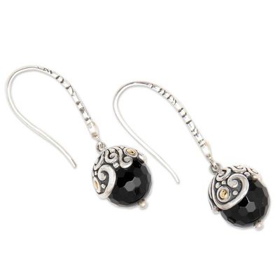 Alternate image for Fair Trade Gold Accent and Onyx Dangle Earrings Denpasar Belle