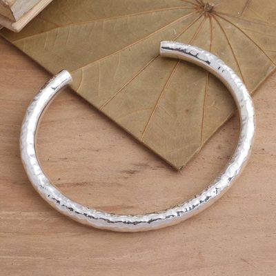 Alternate image for Hammered Sterling Silver Cuff Bracelet Undulating Waves