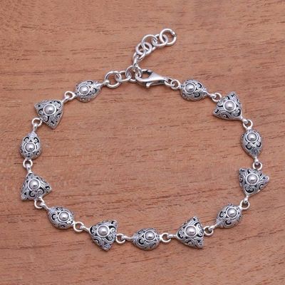 Primary image for Swirl Pattern Sterling Silver Link Bracelet from Bali Elegance of Swirls