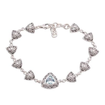 Primary image for Triangular Blue Topaz Pendant Bracelet from Bali Triangle of Swirls
