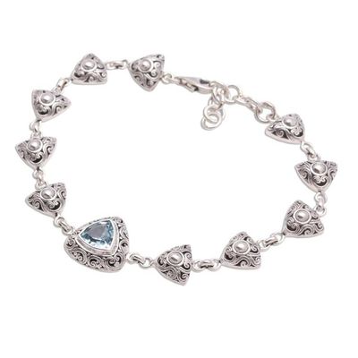 Alternate image for Triangular Blue Topaz Pendant Bracelet from Bali Triangle of Swirls