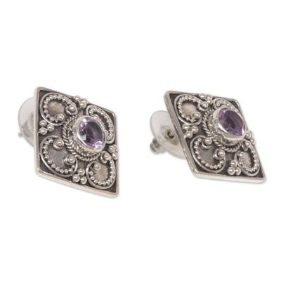 Alternate image for Amethyst button earrings Mystical Flower