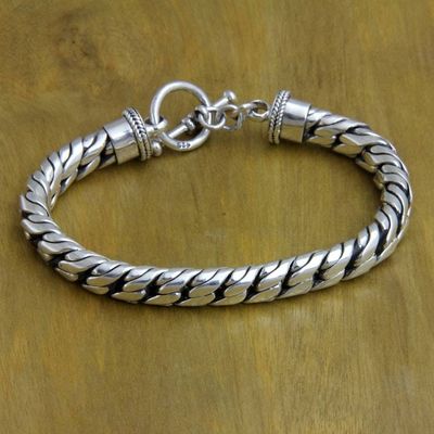 Alternate image for Sterling Silver Chain Bracelet Strength and Valor
