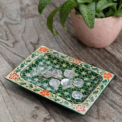 Primary image for Fair Trade Clover-Themed Green Pule Wood Catchall from Java True Clover