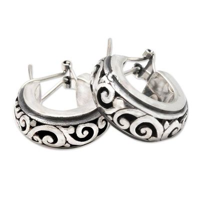 Alternate image for Petite Sterling Silver Half Hoop Earrings from Bali Karangasem Castle