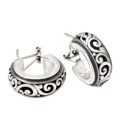 Alternate image for Petite Sterling Silver Half Hoop Earrings from Bali Karangasem Castle