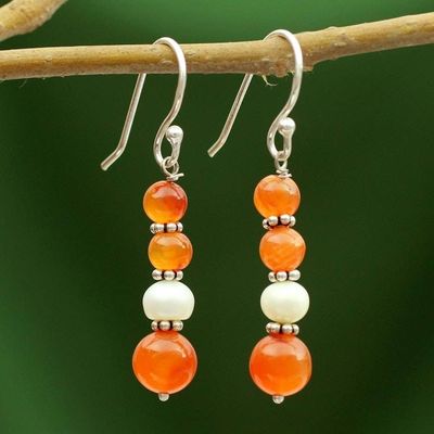 Primary image for Carnelian and pearl dangle earrings Radiance