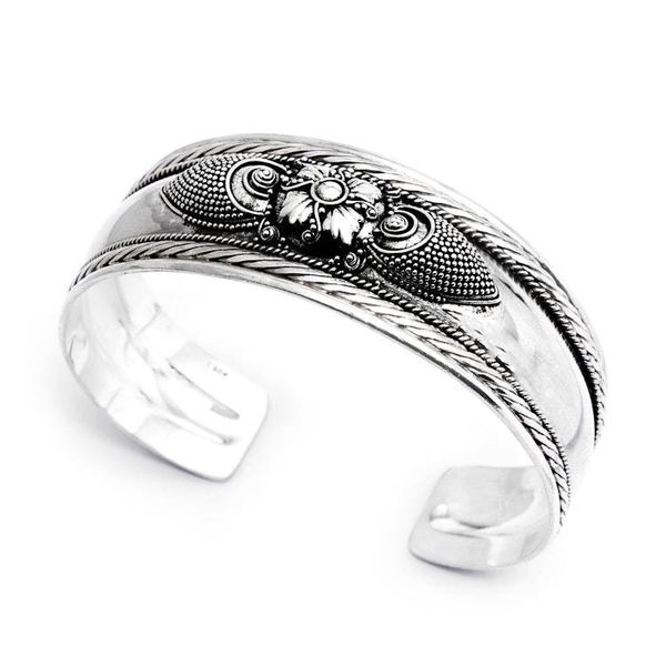 Alternate image for Sterling Silver Flower Cuff Bracelet Handmade in Indonesia Elegant Blossom