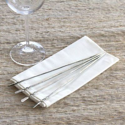 Primary image for Stainless Steel Cocktail Picks from Indonesia Set of 4 Silver Skewer
