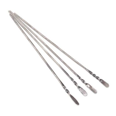 Alternate image for Stainless Steel Cocktail Picks from Indonesia Set of 4 Silver Skewer