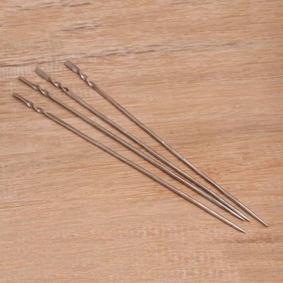 Alternate image for Stainless Steel Cocktail Picks from Indonesia Set of 4 Silver Skewer