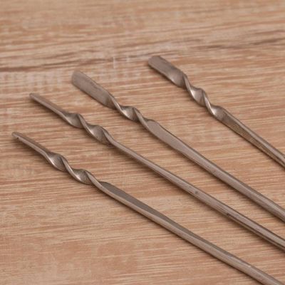 Alternate image for Stainless Steel Cocktail Picks from Indonesia Set of 4 Silver Skewer