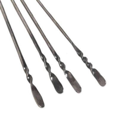 Alternate image for Stainless Steel Cocktail Picks from Indonesia Set of 4 Silver Skewer