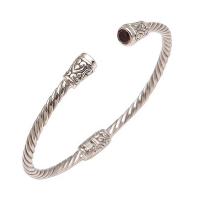 Alternate image for Garnet and Sterling Silver Cuff Bracelet from Bali Spiral Temple