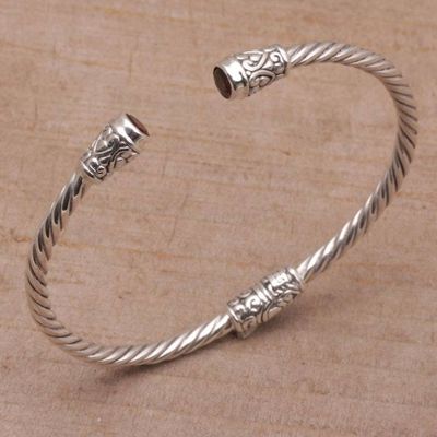 Alternate image for Garnet and Sterling Silver Cuff Bracelet from Bali Spiral Temple