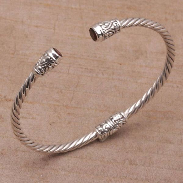 Alternate image for Garnet and Sterling Silver Cuff Bracelet from Bali Spiral Temple