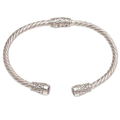 Alternate image for Garnet and Sterling Silver Cuff Bracelet from Bali Spiral Temple