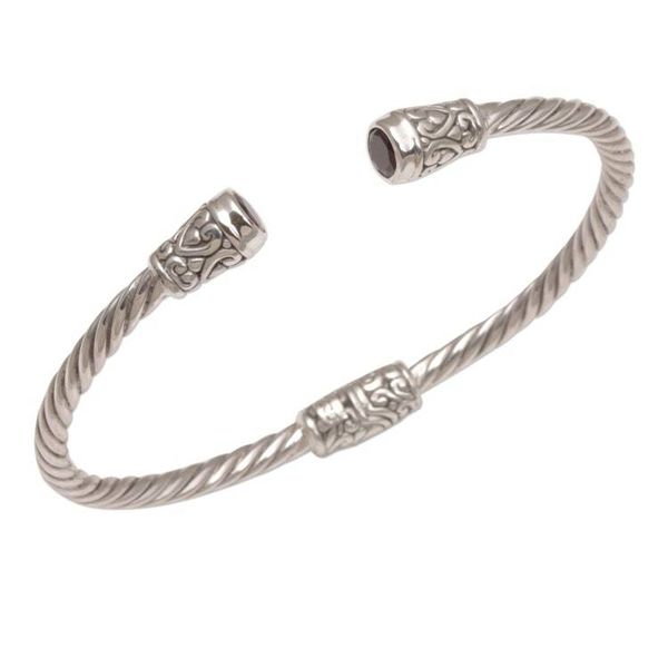 Alternate image for Garnet and Sterling Silver Cuff Bracelet from Bali Spiral Temple