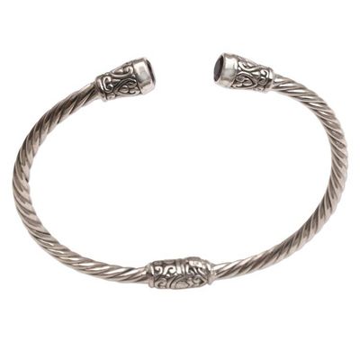 Alternate image for Amethyst and Sterling Silver Cuff Bracelet from Bali Spiral Temple