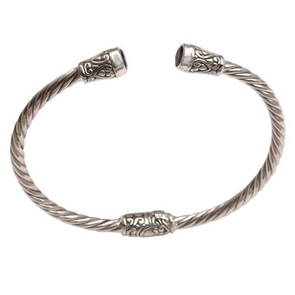 Alternate image for Amethyst and Sterling Silver Cuff Bracelet from Bali Spiral Temple