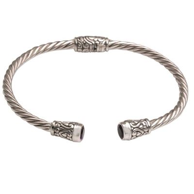 Alternate image for Amethyst and Sterling Silver Cuff Bracelet from Bali Spiral Temple