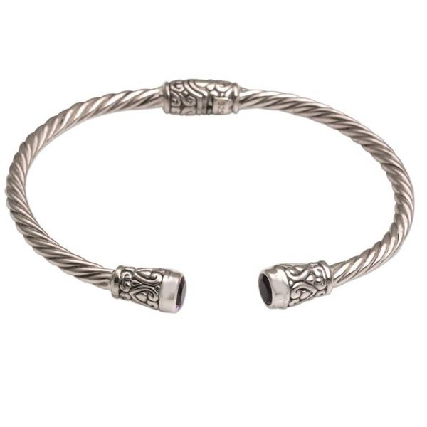 Alternate image for Amethyst and Sterling Silver Cuff Bracelet from Bali Spiral Temple