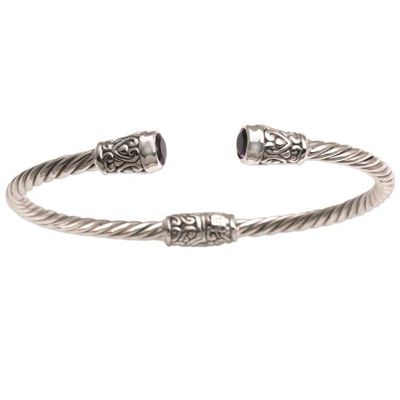 Alternate image for Amethyst and Sterling Silver Cuff Bracelet from Bali Spiral Temple