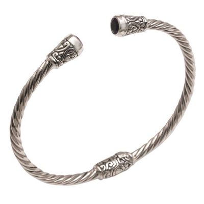 Alternate image for Amethyst and Sterling Silver Cuff Bracelet from Bali Spiral Temple