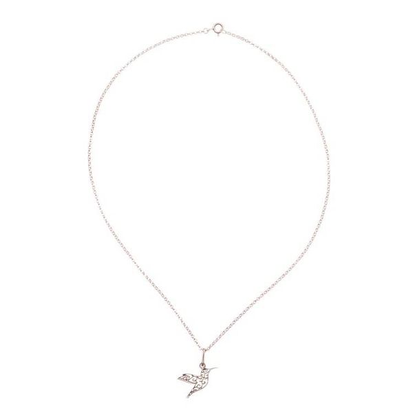 Alternate image for Vine-Themed Hummingbird Sterling Silver Pendant Necklace Hummingbird Vitality