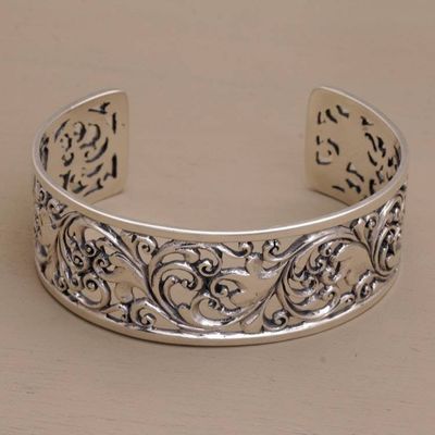 Alternate image for Detailed Sterling Silver Vine and Leaf Cuff Bracelet Undergrowth