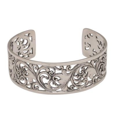 Alternate image for Detailed Sterling Silver Vine and Leaf Cuff Bracelet Undergrowth