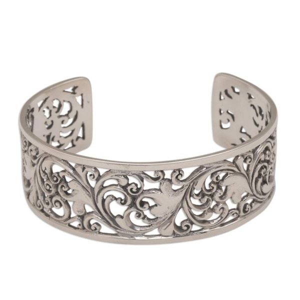 Alternate image for Detailed Sterling Silver Vine and Leaf Cuff Bracelet Undergrowth